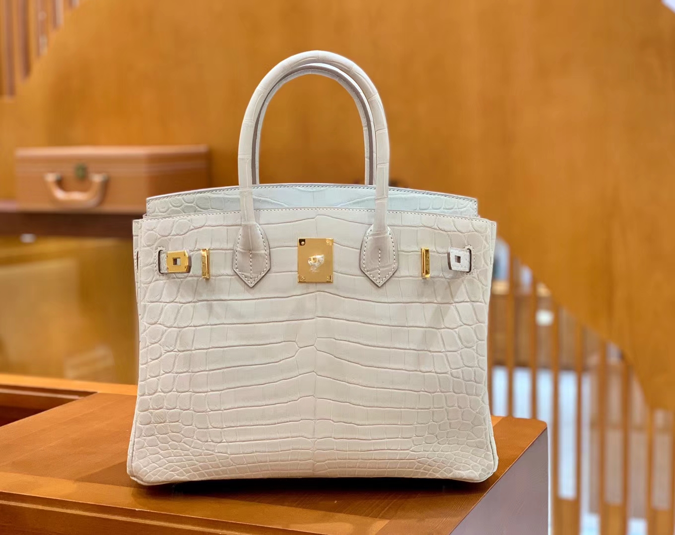 hermès(爱马仕)birkin 铂金包 羊毛白 一级皮 尼罗鳄鱼皮 臻品级别