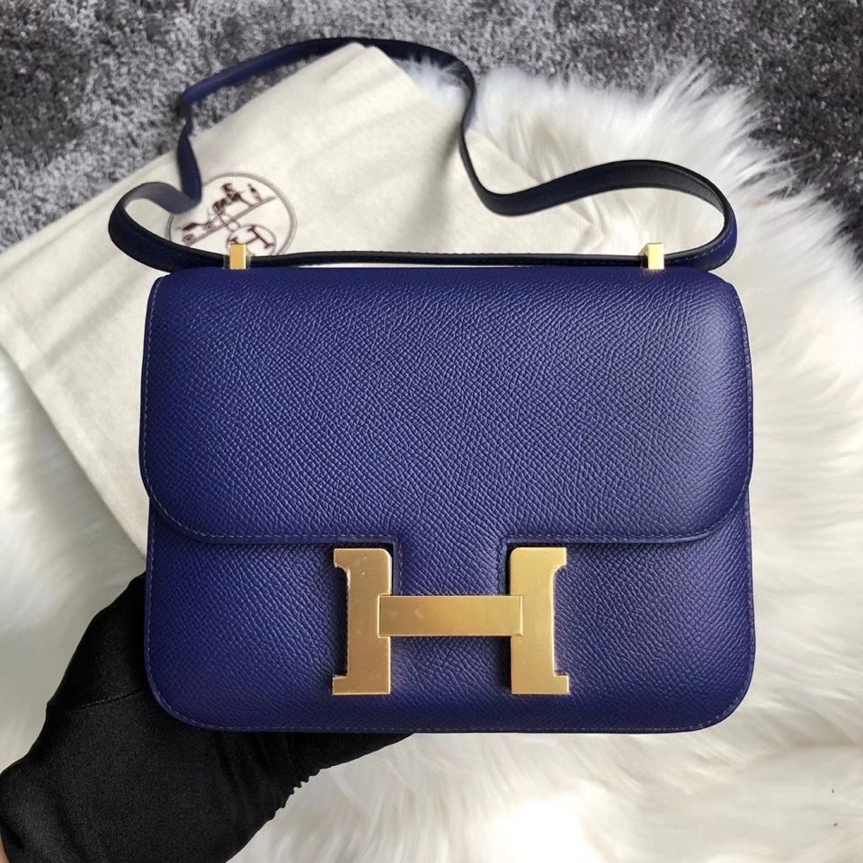 hermès(爱马仕)constance 18cm epsom 原厂掌纹皮 7t 电光蓝 blue