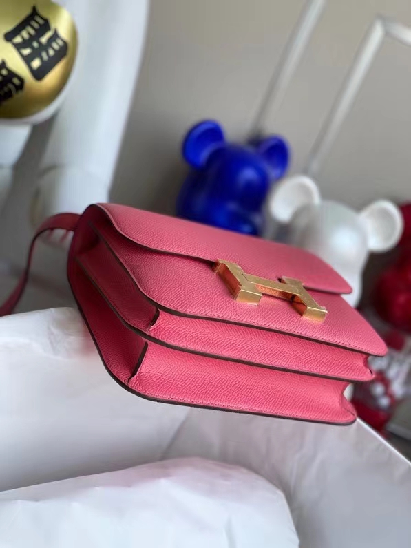 Hermès（爱马仕）Constance 空姐包 Epsom 原厂掌纹皮 8w 唇膏粉 金扣 24cm 顶级手缝