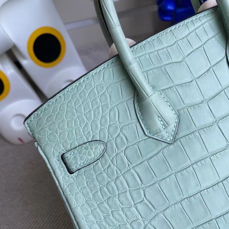 Hermès（爱马仕）Birkin 铂金包 Alligator matt 雾面鳄鱼 6U薄荷绿 金扣 25cm 顶级手缝 定制
