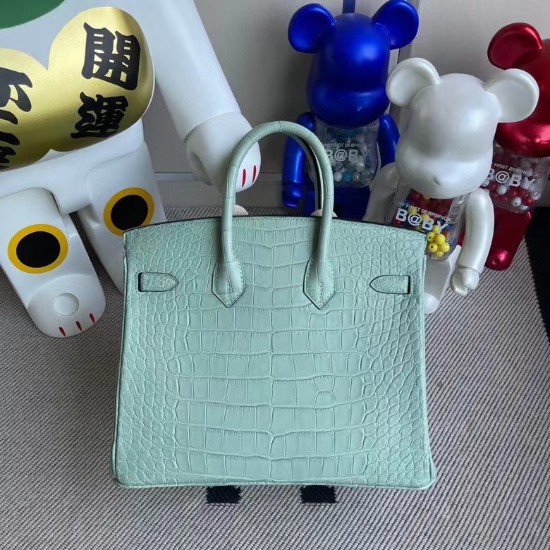 Hermès（爱马仕）Birkin 铂金包 Alligator matt 雾面鳄鱼 6U薄荷绿 金扣 25cm 顶级手缝 定制