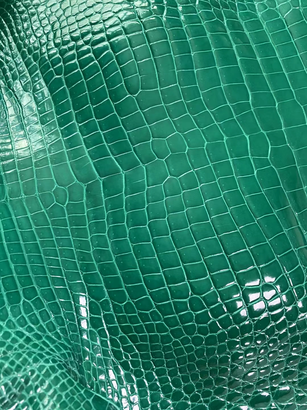 Hermès（爱马仕）新到皮 雾面倒v澳洲湾鳄 6Q 翡翠绿 matte porosus crocodile
