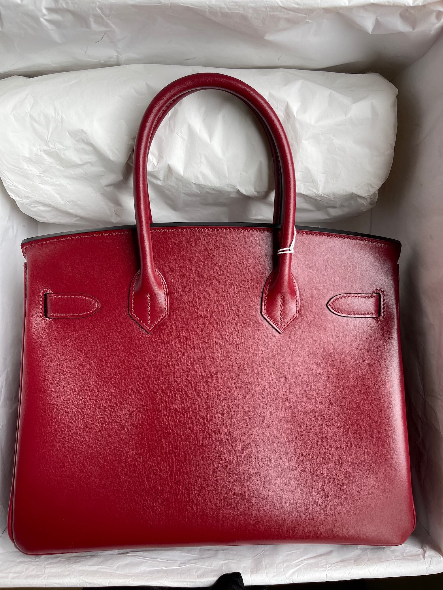 Hermès（爱马仕）Birkin 铂金包 Boxcalf 爱马仕红 Rouge H 金扣 30cm 顶级手缝 定制