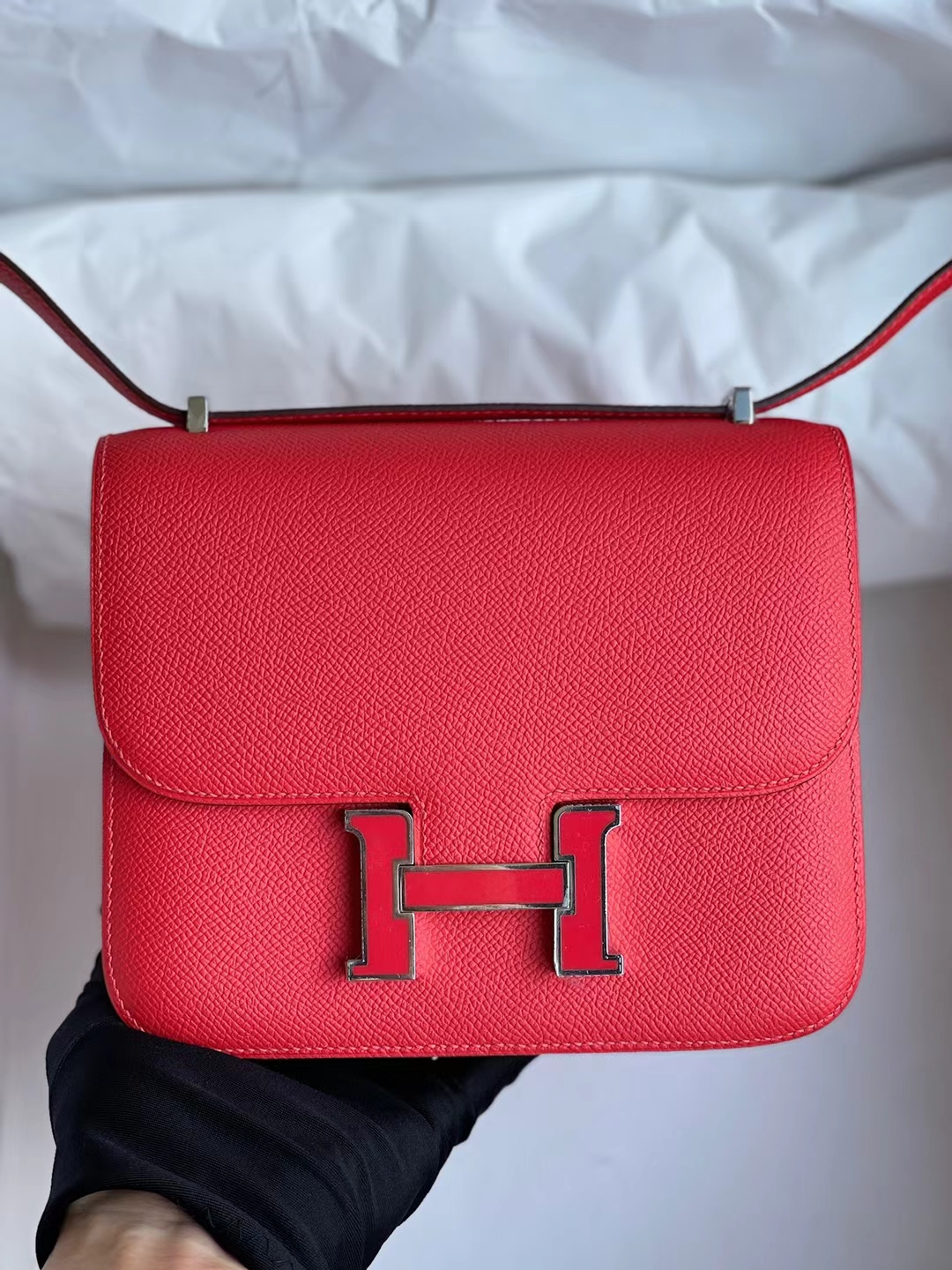 Hermès（爱马仕）Constance 康斯坦斯 Epsom S3 心红色 珐琅扣 19cm 顶级工艺 全手工缝制