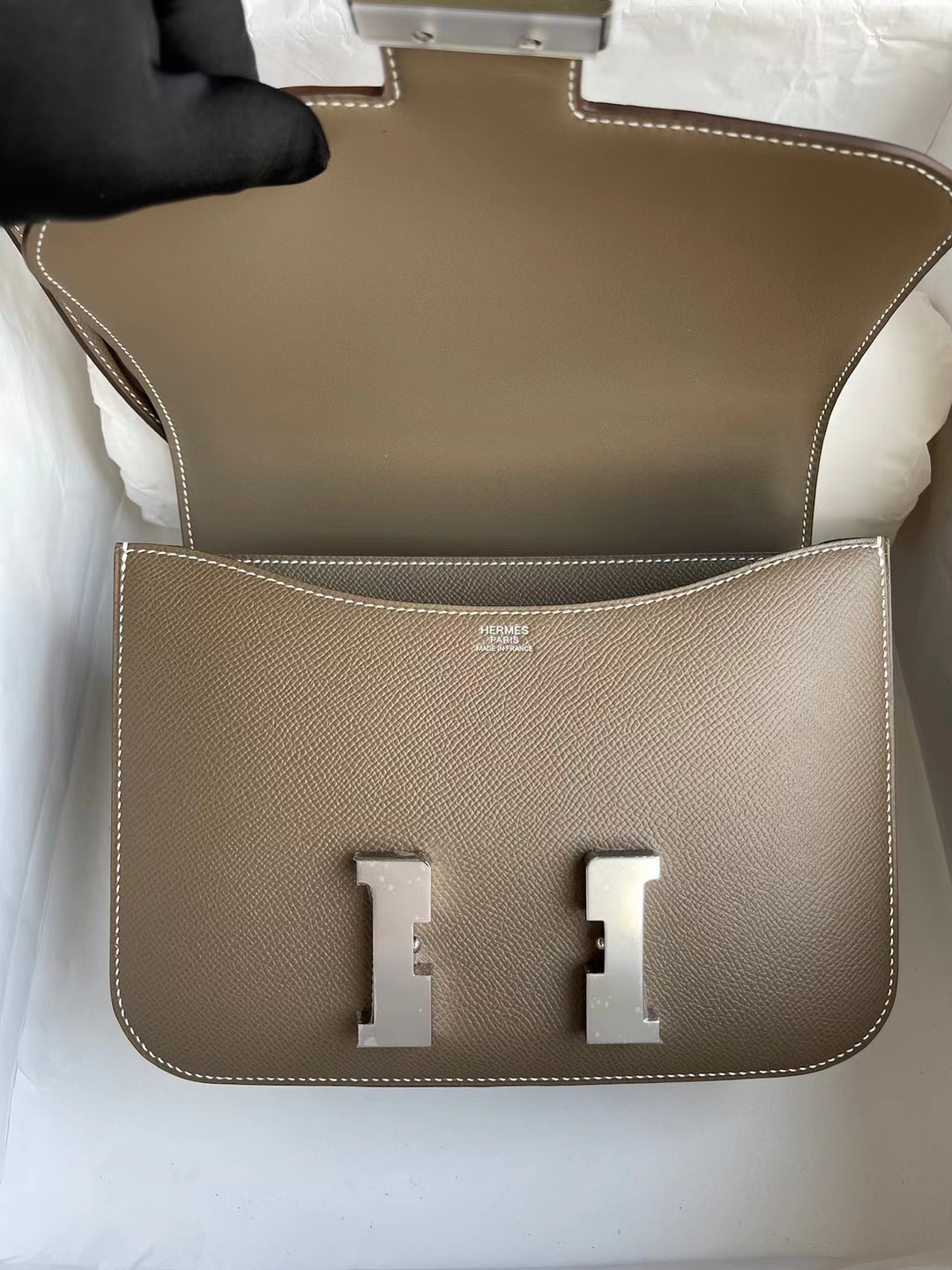 Hermès（爱马仕）Constance 康斯坦斯 Epsom Ck18 大象灰 银扣 24cm 顶级工艺 全手工缝制