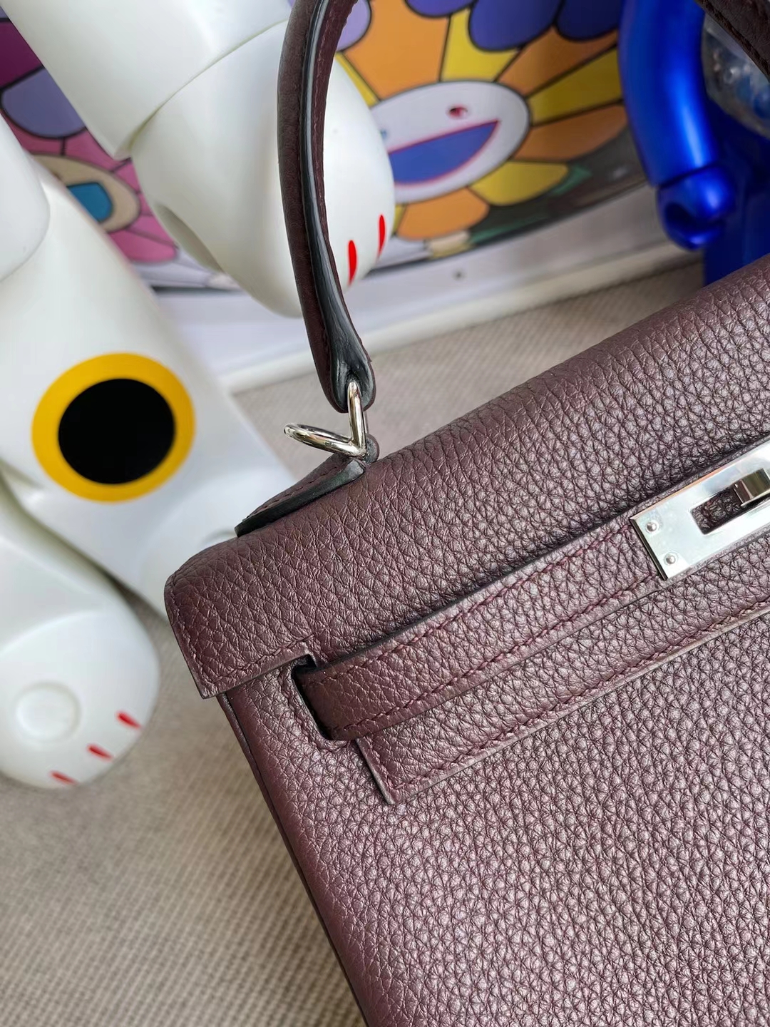 Hermès（爱马仕）Kelly 凯莉包 顶级小牛皮 togo 0D 马鞍红 银扣 25cm