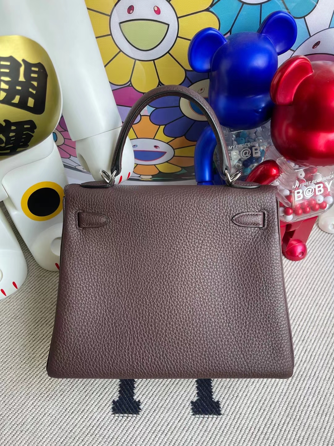 Hermès（爱马仕）Kelly 凯莉包 顶级小牛皮 togo 0D 马鞍红 银扣 25cm