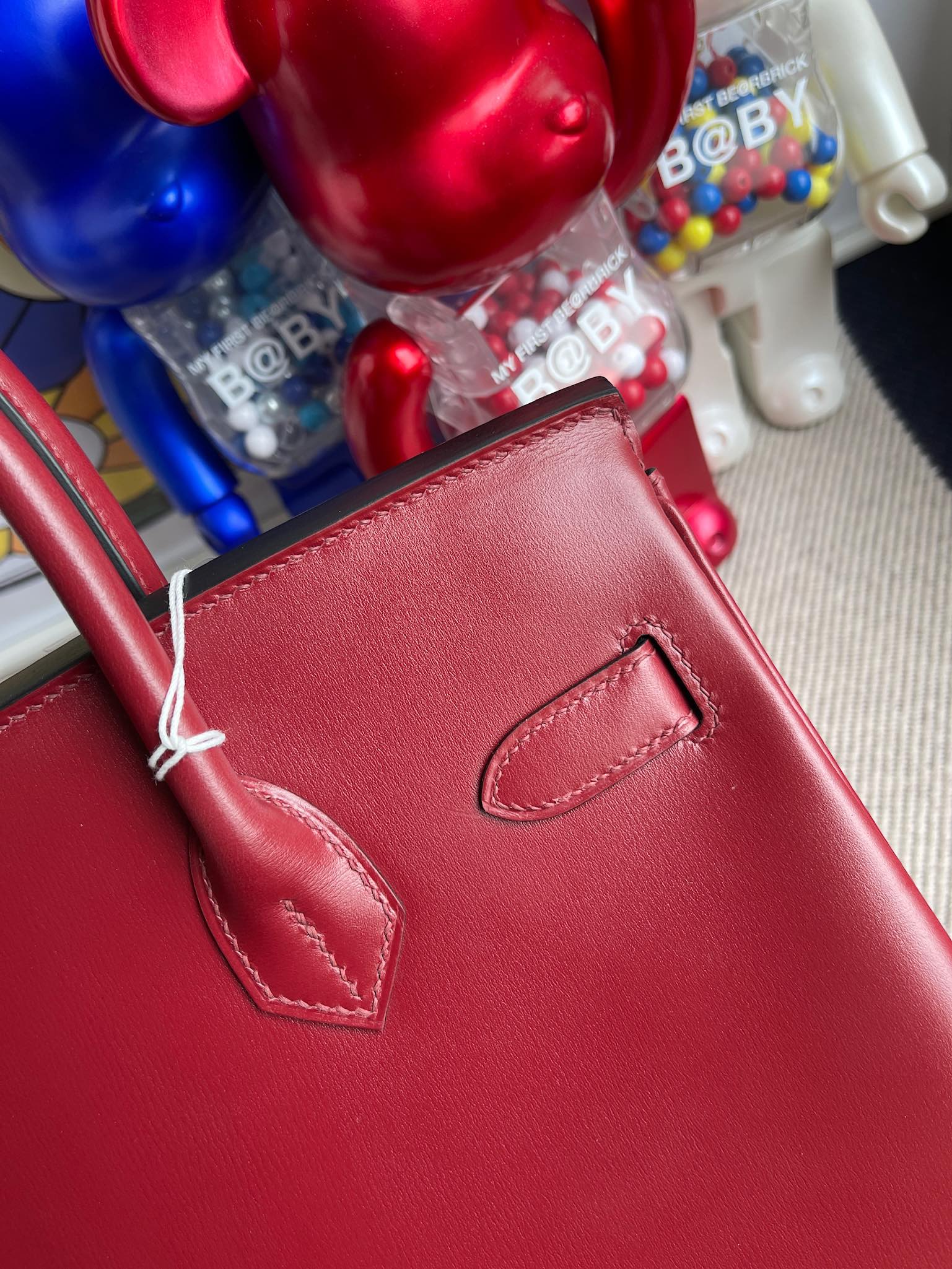 Hermès（爱马仕）Birkin 铂金包 Boxcalf 爱马仕红 Rouge H 金扣 30cm 顶级手缝 定制