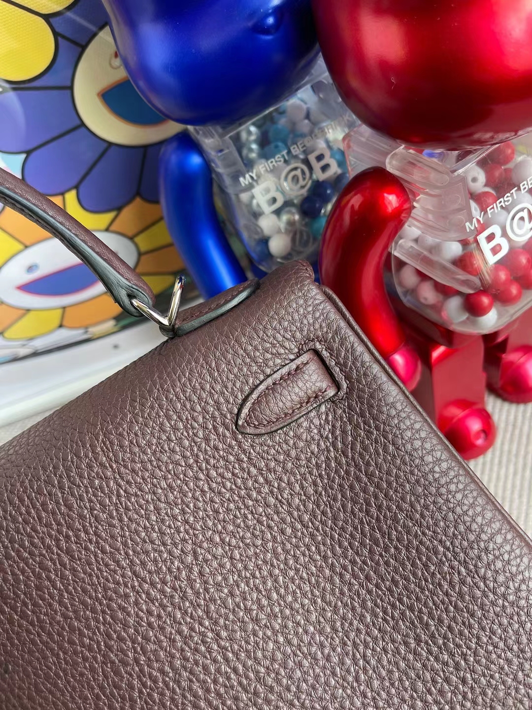 Hermès（爱马仕）Kelly 凯莉包 顶级小牛皮 togo 0D 马鞍红 银扣 25cm