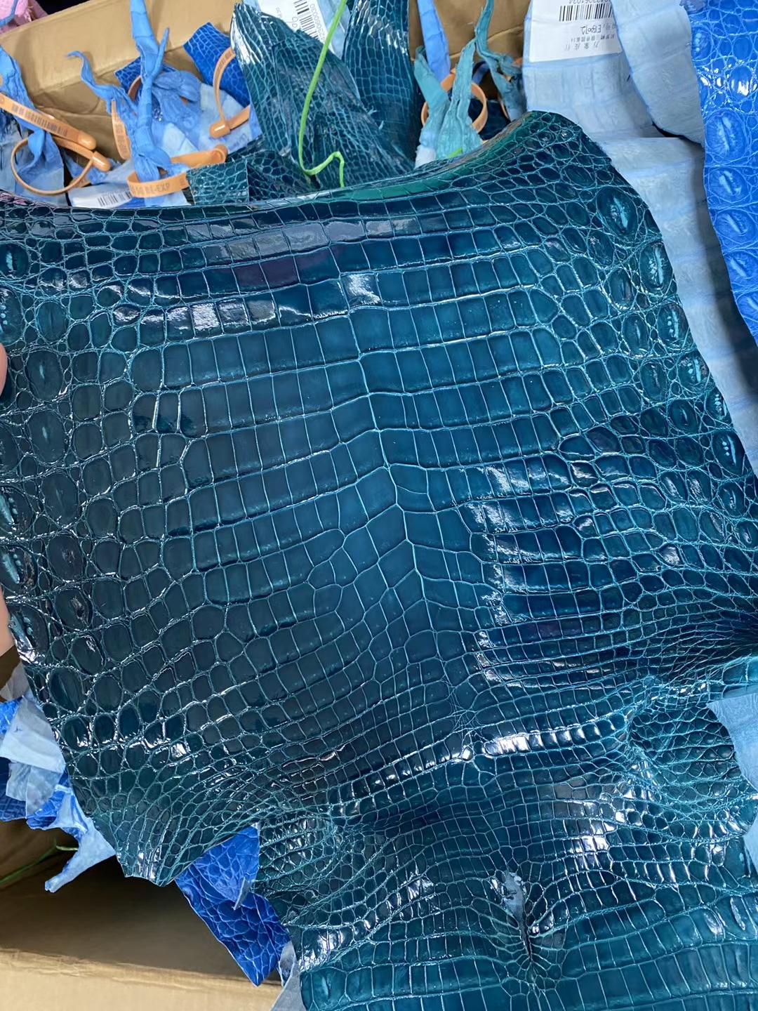 Hermès（爱马仕）新到皮 亮面尼罗鳄 W0 博斯普鲁斯绿 shiny nilo crocodile