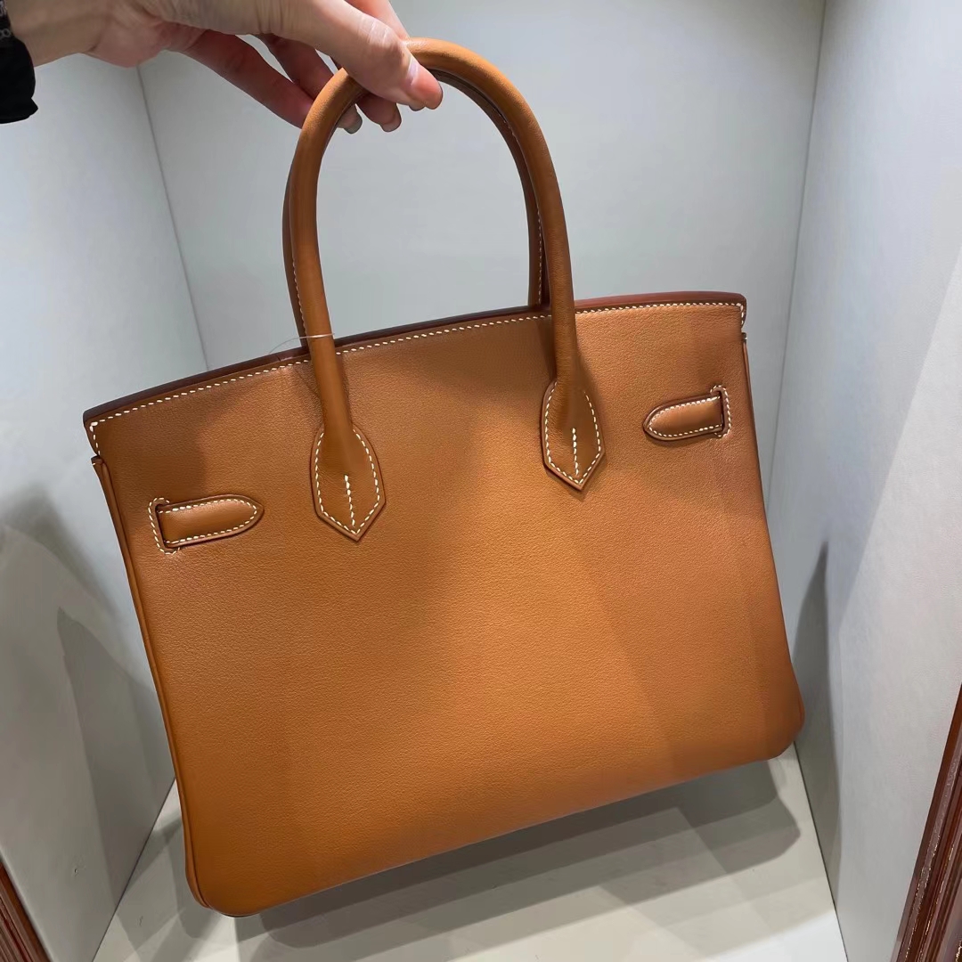 Hermès（爱马仕）Birkin 铂金包 Swift Ck37 金棕色 银扣 30cm 顶级工艺 全手工缝制
