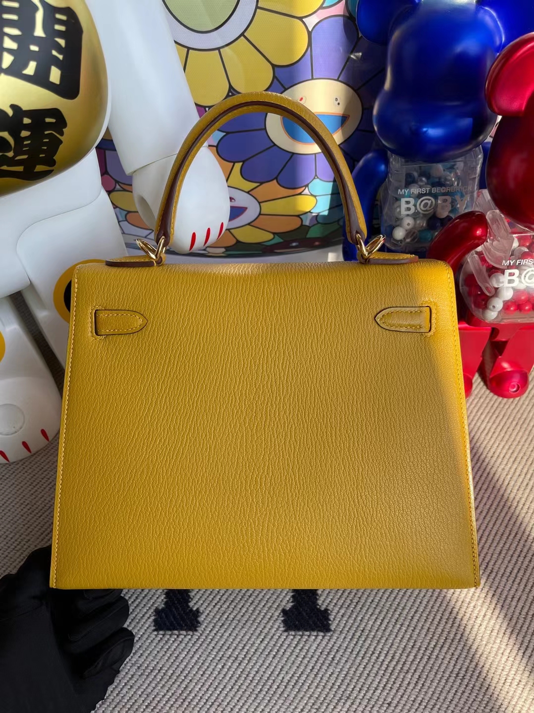 Hermès（爱马仕）Kelly 凯莉包 Chevre 进口山羊皮 9D 琥珀黄 金扣 25cm 订制