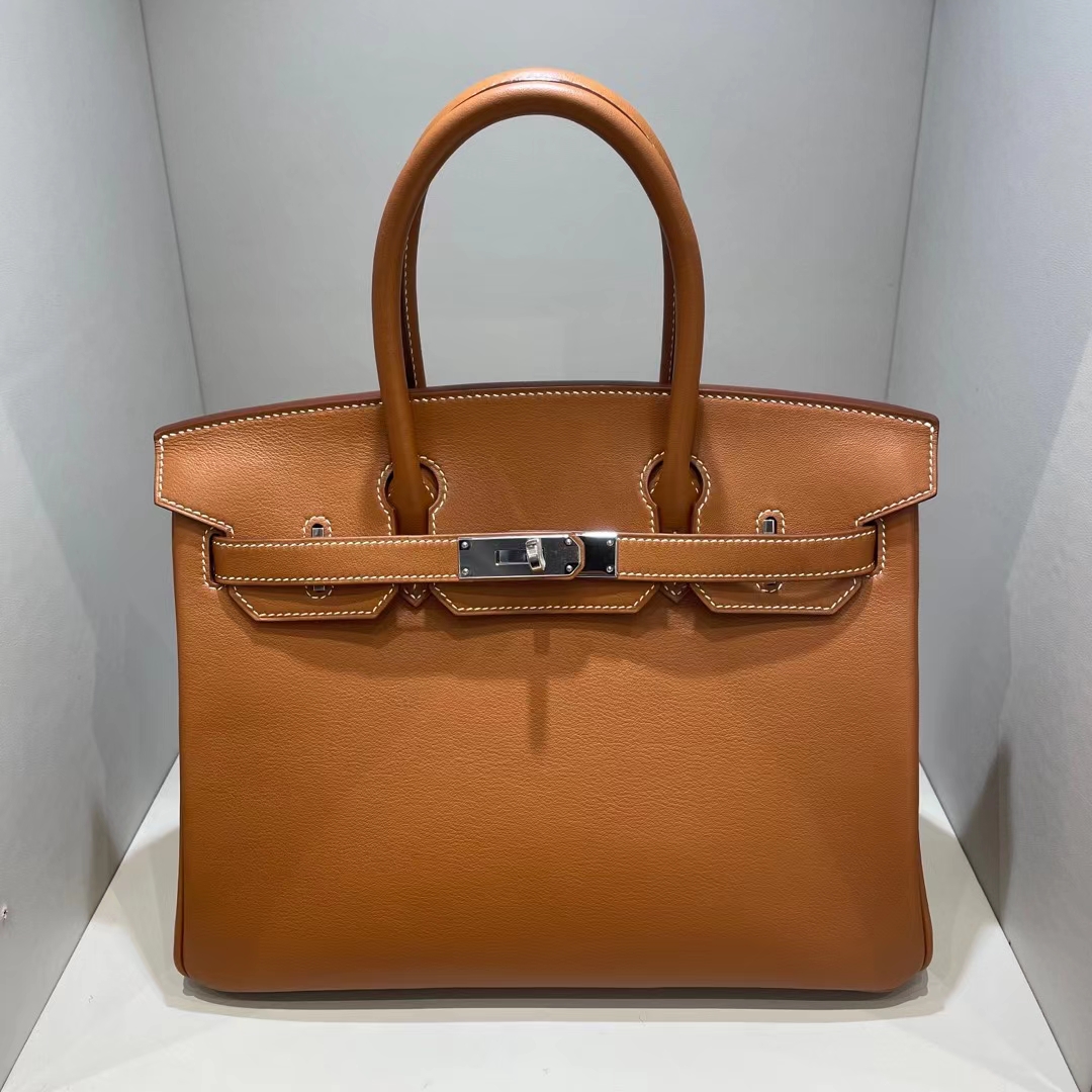 Hermès（爱马仕）Birkin 铂金包 Swift Ck37 金棕色 银扣 30cm 顶级工艺 全手工缝制