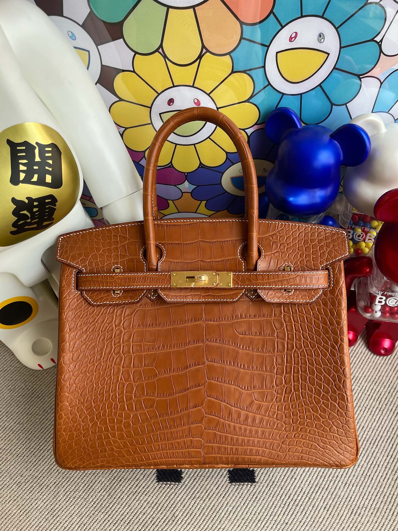 Hermès（爱马仕）Birkin 铂金包 Alligator matt 雾面鳄鱼 马鞍棕色 金扣 30cm 顶级手缝