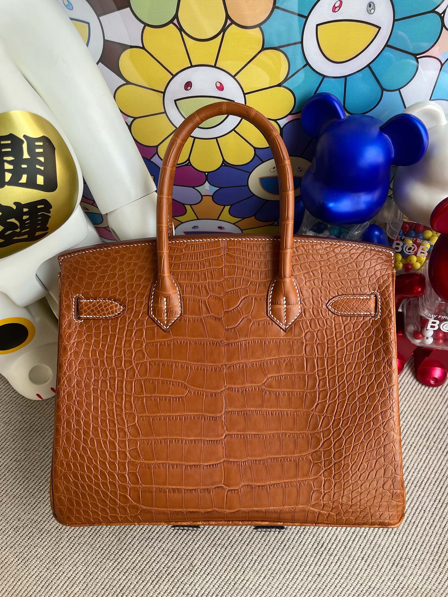 Hermès（爱马仕）Birkin 铂金包 Alligator matt 雾面鳄鱼 马鞍棕色 金扣 30cm 顶级手缝