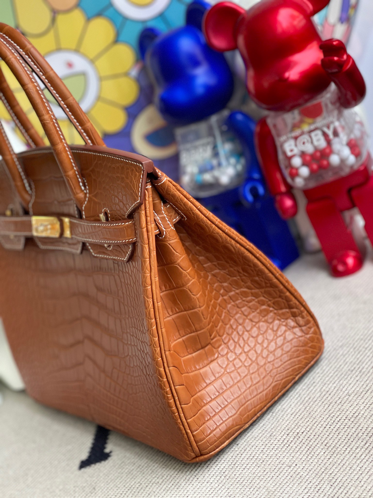 Hermès（爱马仕）Birkin 铂金包 Alligator matt 雾面鳄鱼 马鞍棕色 金扣 30cm 顶级手缝