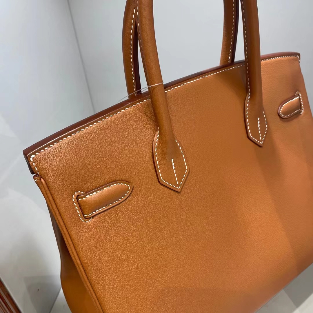 Hermès（爱马仕）Birkin 铂金包 Swift Ck37 金棕色 银扣 30cm 顶级工艺 全手工缝制