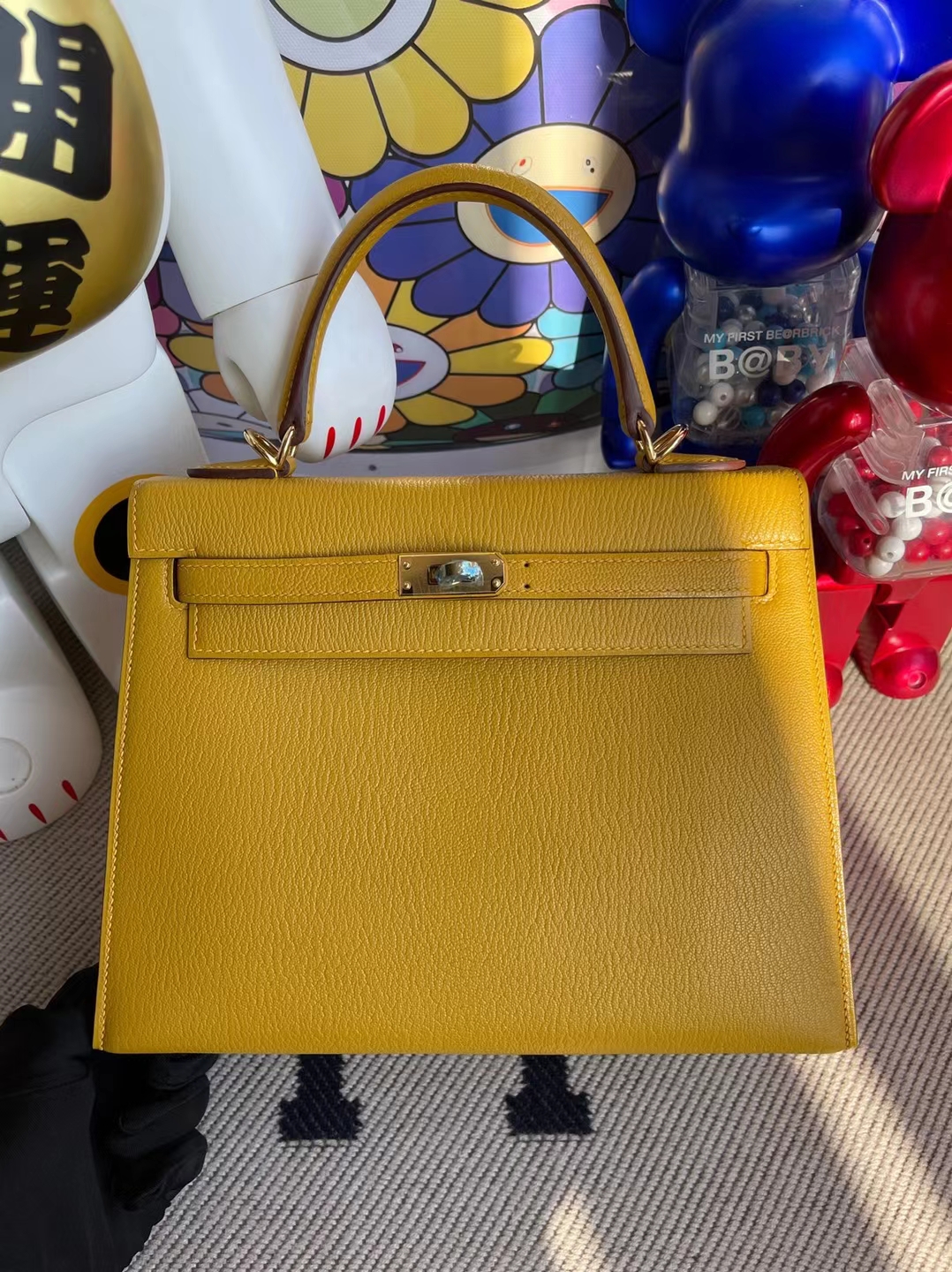 Hermès（爱马仕）Kelly 凯莉包 Chevre 进口山羊皮 9D 琥珀黄 金扣 25cm 订制