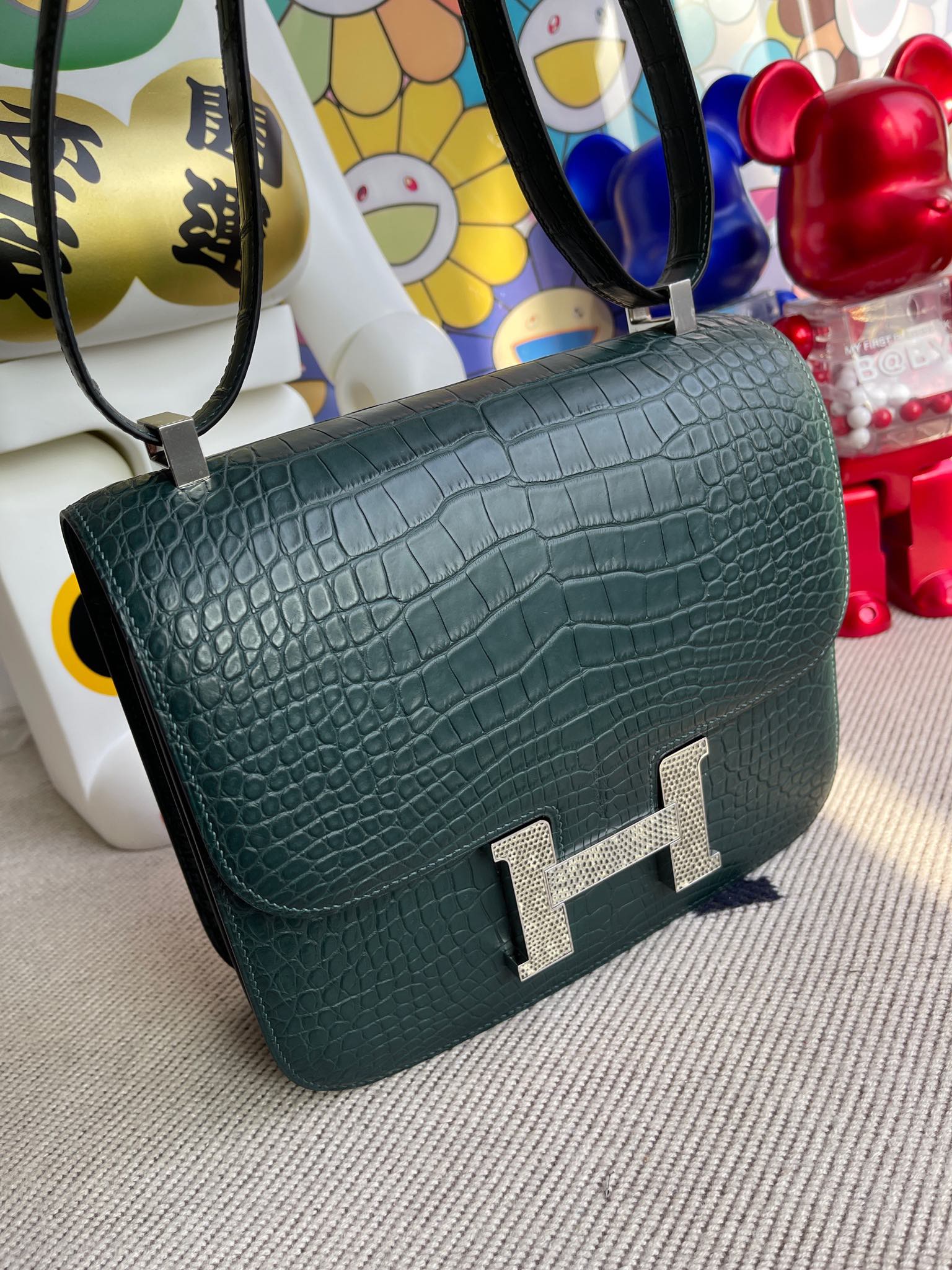 Hermès（爱马仕）Constance 康斯坦斯 Alligator matt 雾面鳄鱼 V0 卢梭绿 蜥蜴扣 24cm 顶级手缝