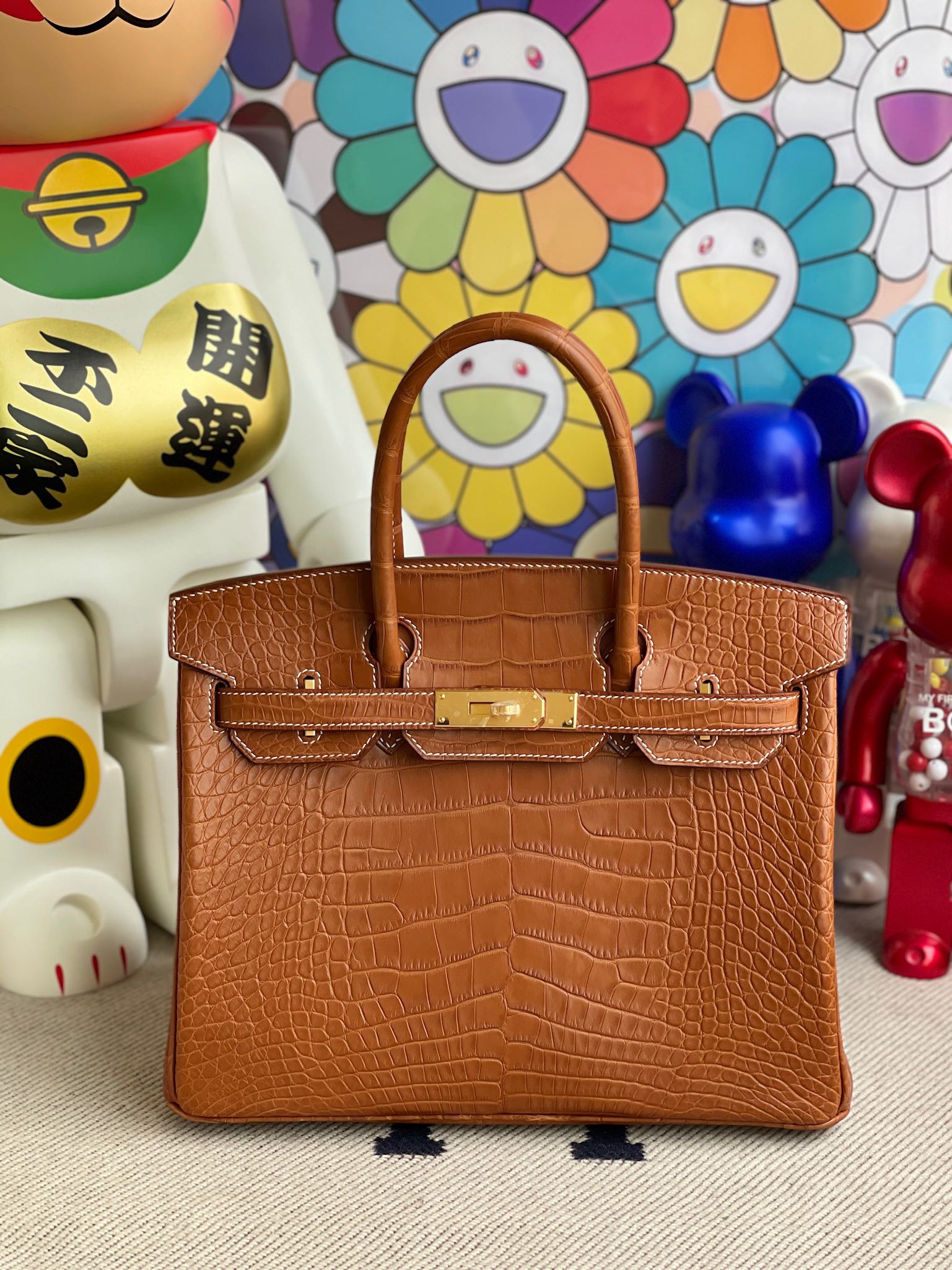 Hermès（爱马仕）Birkin 铂金包 Alligator matt 雾面鳄鱼 马鞍棕色 金扣 30cm 顶级手缝
