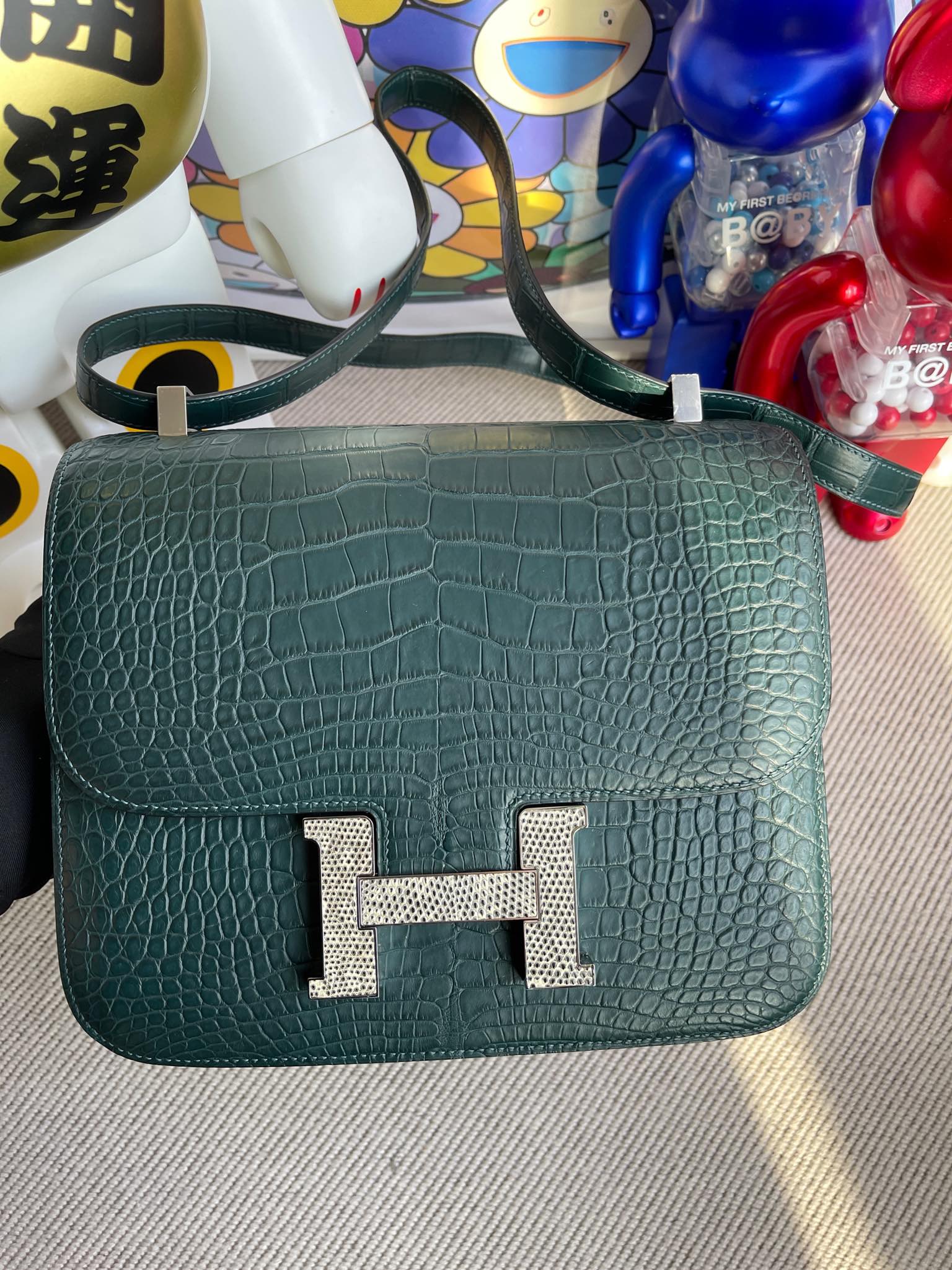 Hermès（爱马仕）Constance 康斯坦斯 Alligator matt 雾面鳄鱼 V0 卢梭绿 蜥蜴扣 24cm 顶级手缝