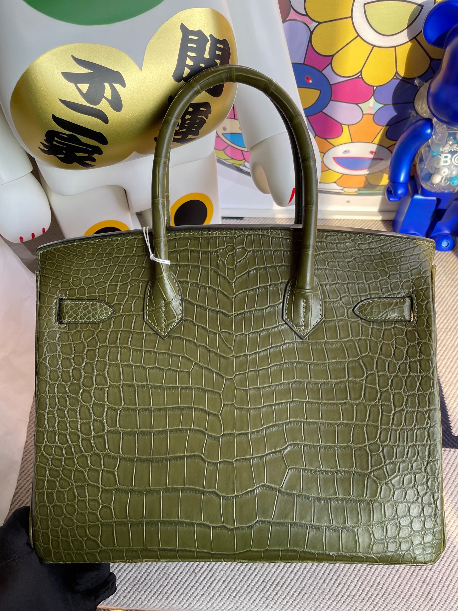 Hermès（爱马仕）Birkin 铂金包 crocodile matt 雾面鳄鱼 橄榄绿 金扣 30cm 顶级手缝