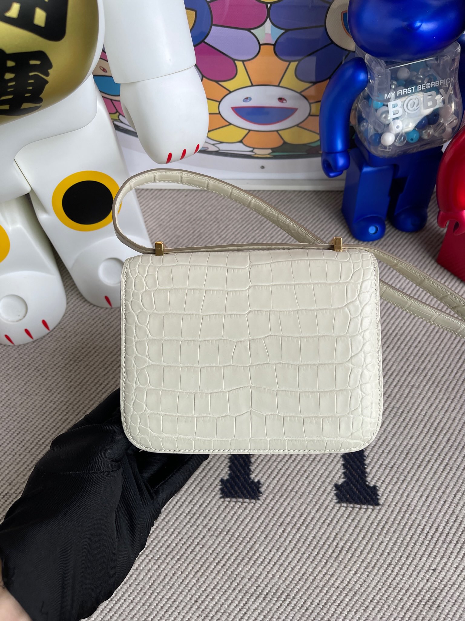Hermès（爱马仕）Constance 14cm Alligator matt 雾面鳄鱼 8L 奶油白 beton 金扣 顶级手缝