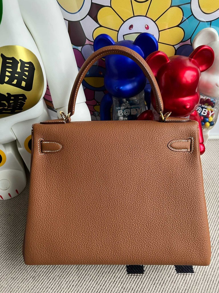 Hermès（爱马仕）Kelly 凯莉包 原厂小牛皮 togo ck37 金棕色 gold 金扣 28cm 顶级手缝