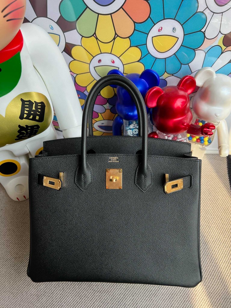 Hermès（爱马仕）Birkin 铂金包 Epsom 原厂掌纹皮 ck89 黑色 Noir 金扣 30cm 顶级手缝