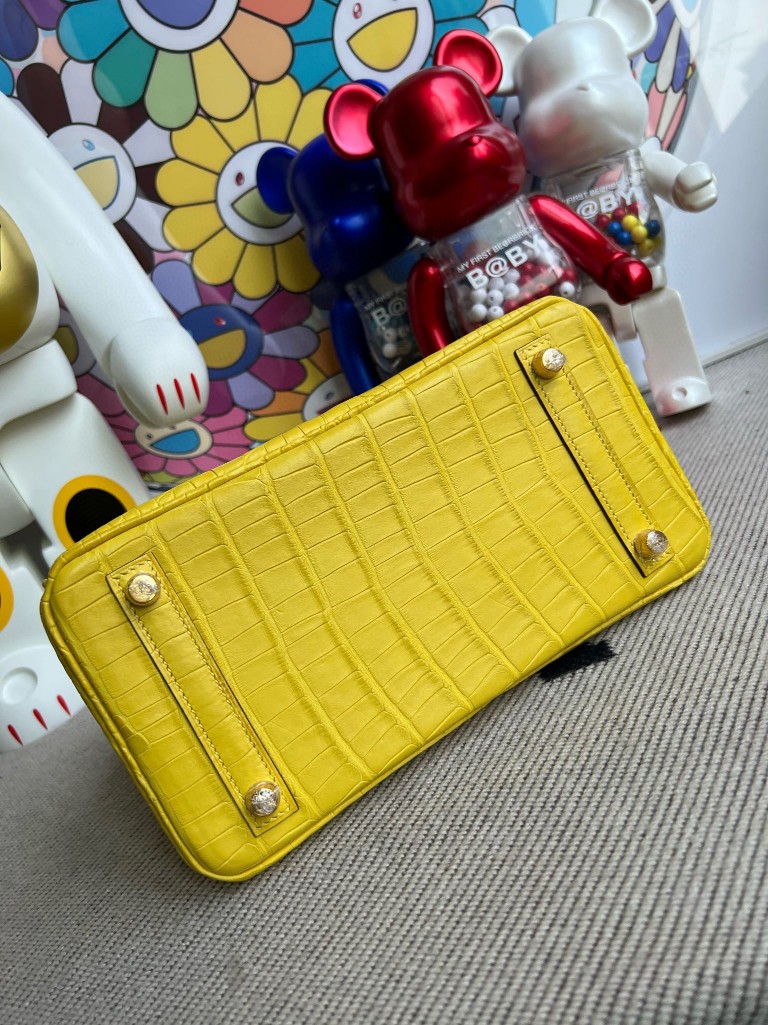Hermès（爱马仕）Birkin 铂金包 Alligator matt 雾面鳄鱼 M9 金盏花黄 金扣 25cm 顶级手缝