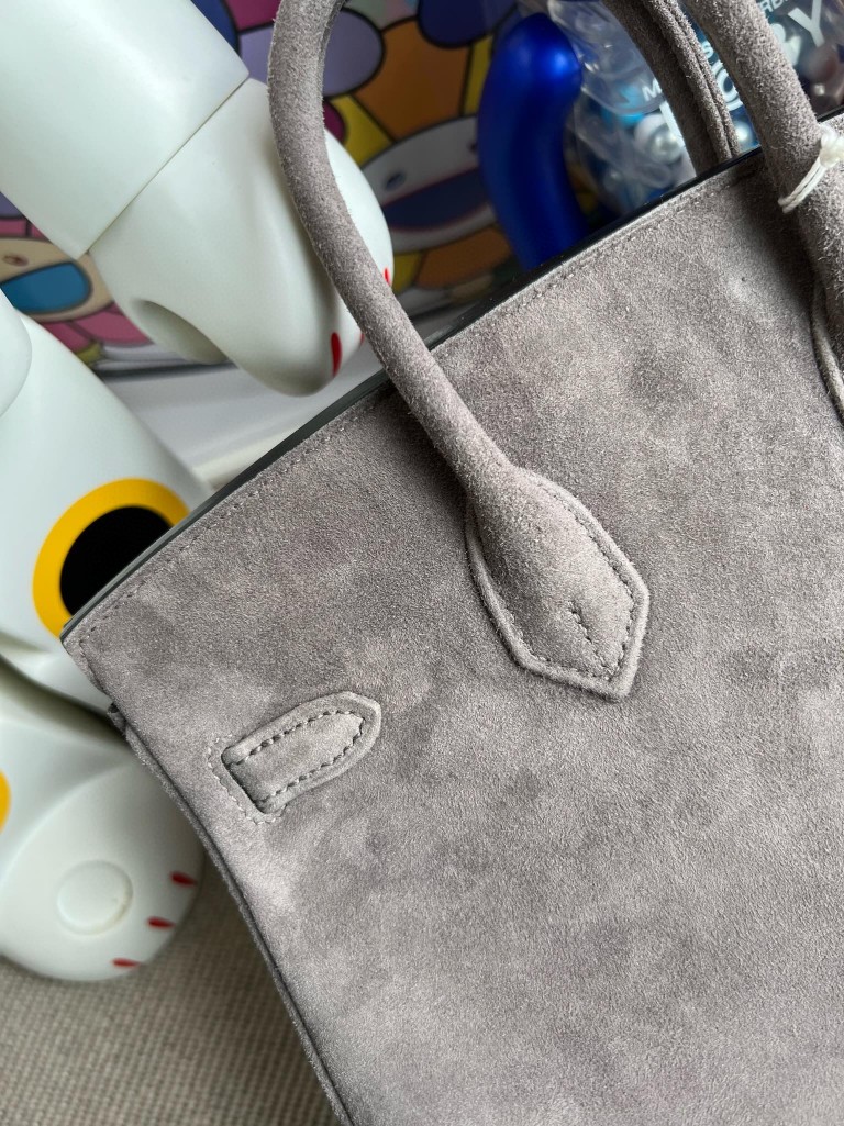 Hermès（爱马仕）Birkin 铂金包 麂皮 灰色 银扣 25cm 顶级手缝 定制