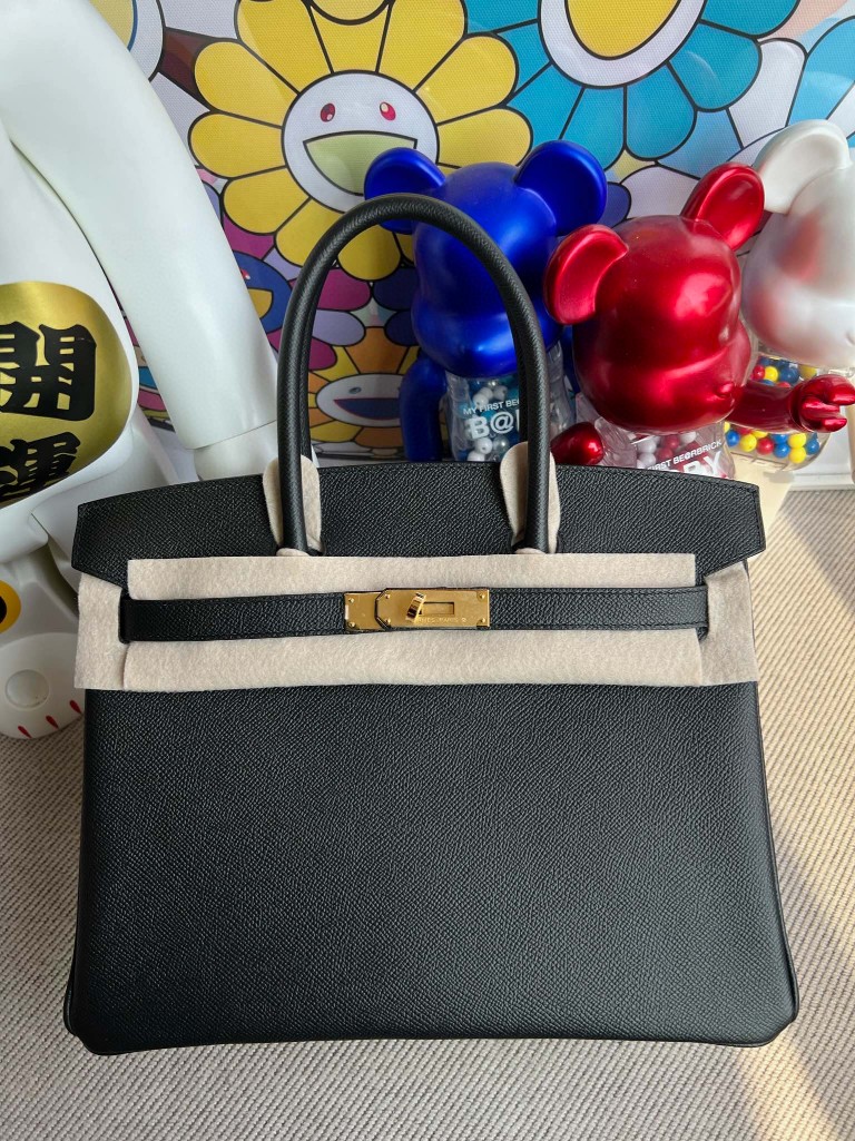 Hermès（爱马仕）Birkin 铂金包 Epsom 原厂掌纹皮 ck89 黑色 Noir 金扣 30cm 顶级手缝