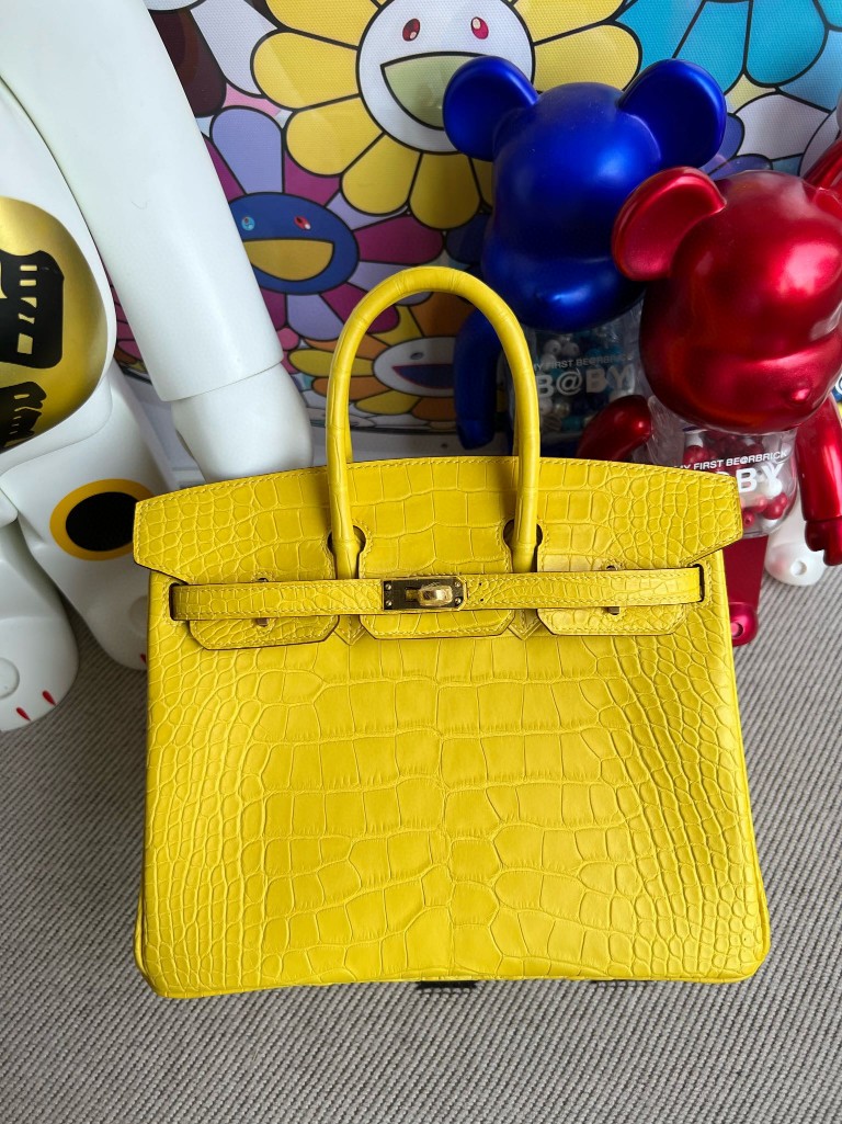 Hermès（爱马仕）Birkin 铂金包 Alligator matt 雾面鳄鱼 M9 金盏花黄 金扣 25cm 顶级手缝
