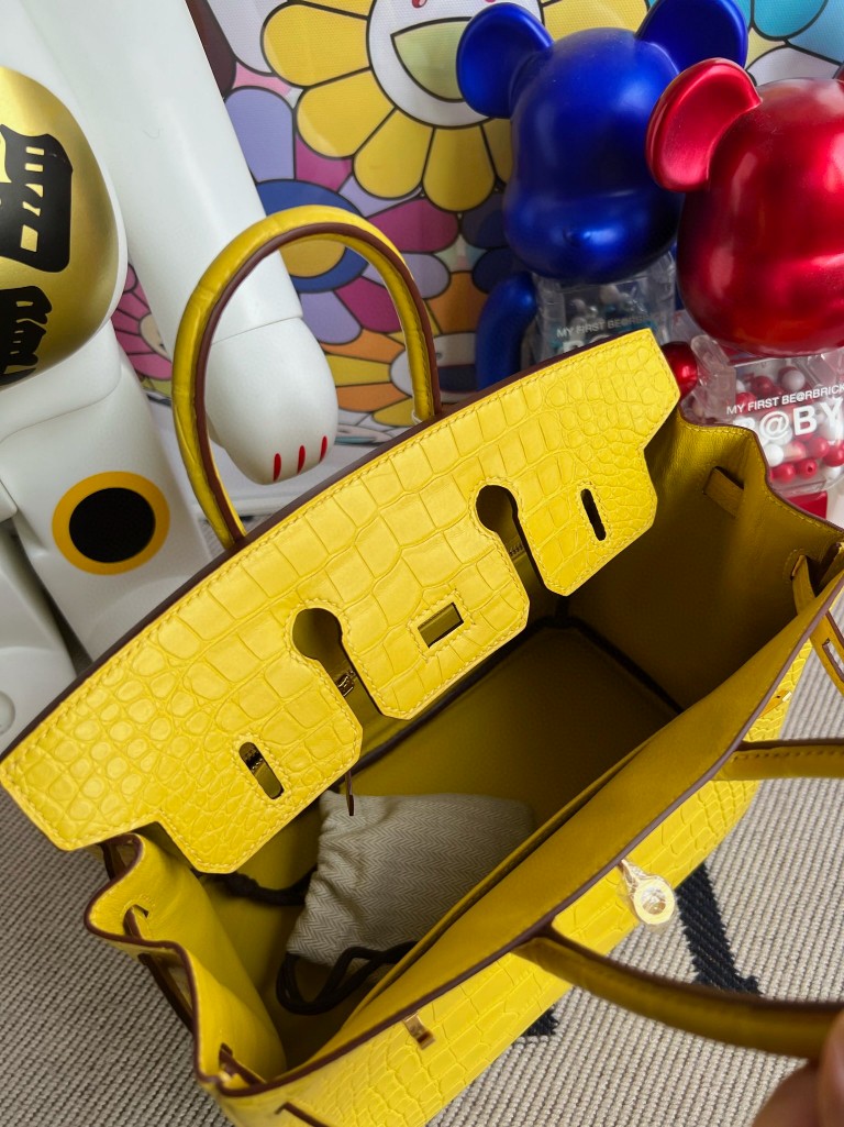 Hermès（爱马仕）Birkin 铂金包 Alligator matt 雾面鳄鱼 M9 金盏花黄 金扣 25cm 顶级手缝