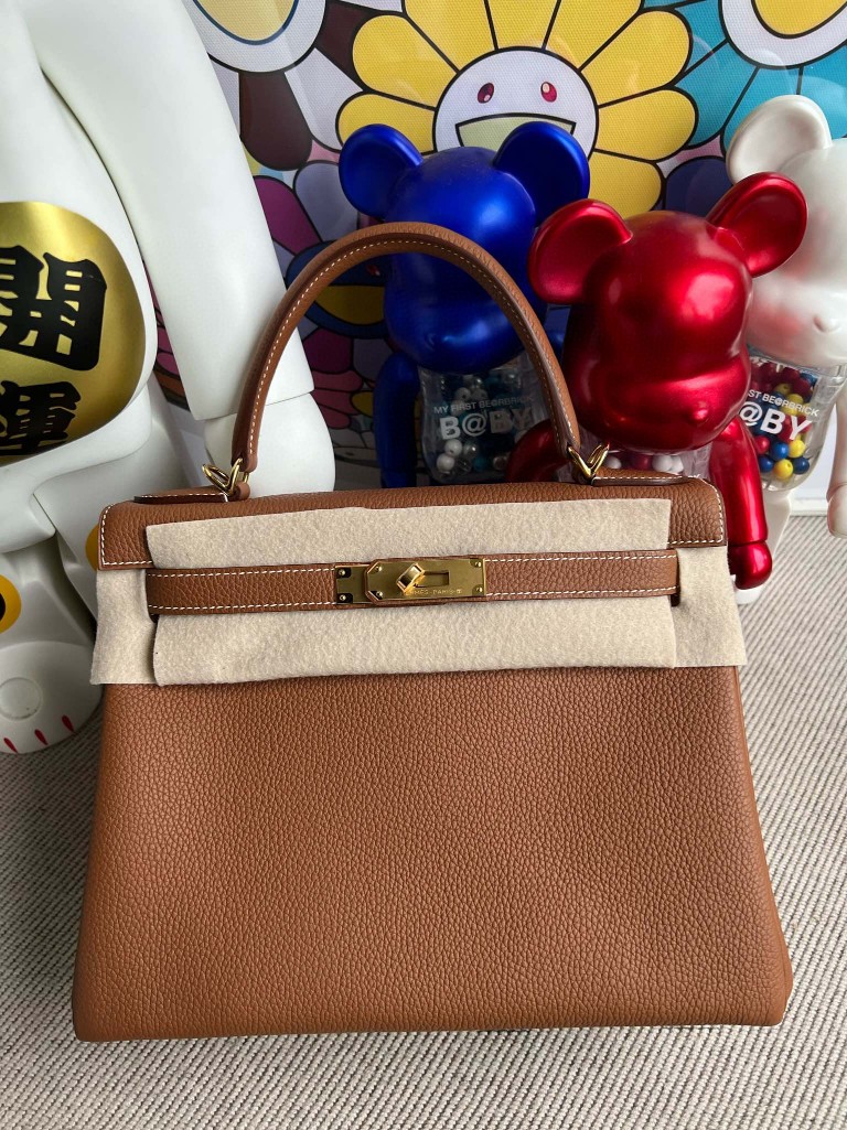 Hermès（爱马仕）Kelly 凯莉包 原厂小牛皮 togo ck37 金棕色 gold 金扣 28cm 顶级手缝