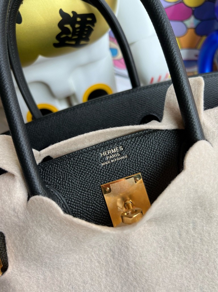 Hermès（爱马仕）Birkin 铂金包 Epsom 原厂掌纹皮 ck89 黑色 Noir 金扣 30cm 顶级手缝