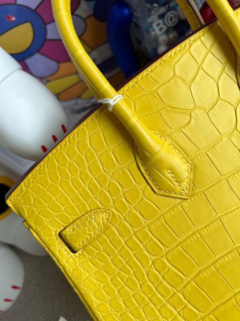Hermès（爱马仕）Birkin 铂金包 Alligator matt 雾面鳄鱼 M9 金盏花黄 金扣 25cm 顶级手缝