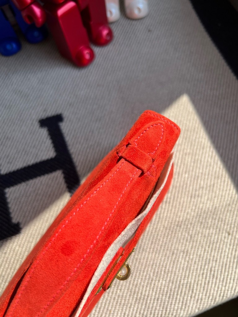 Hermès（爱马仕）Mini kelly pochette 麂皮 红色 金扣 22cm 顶级手缝 手拿包 晚宴包