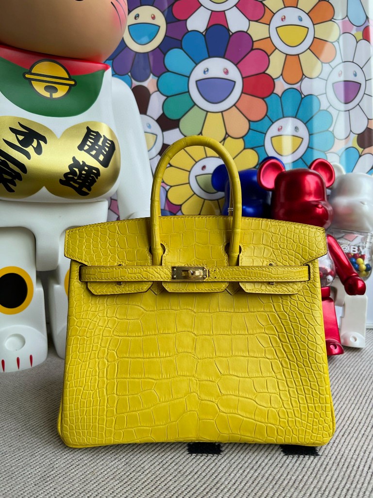 Hermès（爱马仕）Birkin 铂金包 Alligator matt 雾面鳄鱼 M9 金盏花黄 金扣 25cm 顶级手缝