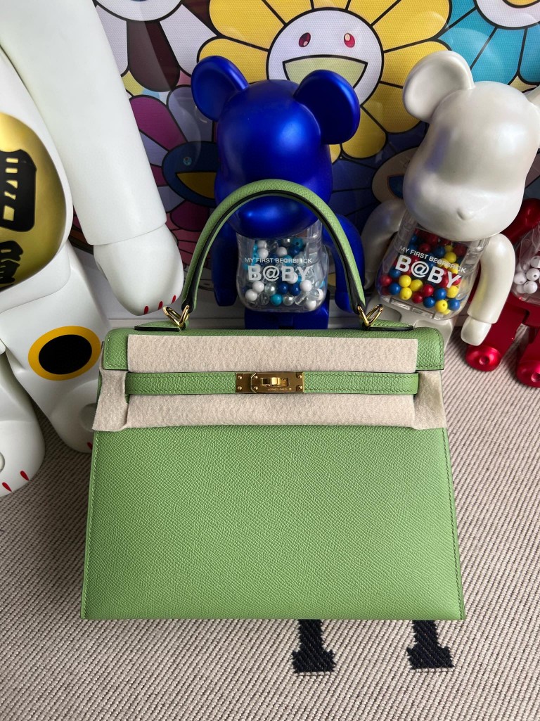 Hermès（爱马仕）kelly 凯莉包 原厂掌纹皮 Epsom 3I 牛油果绿 金扣 25cm 顶级手缝