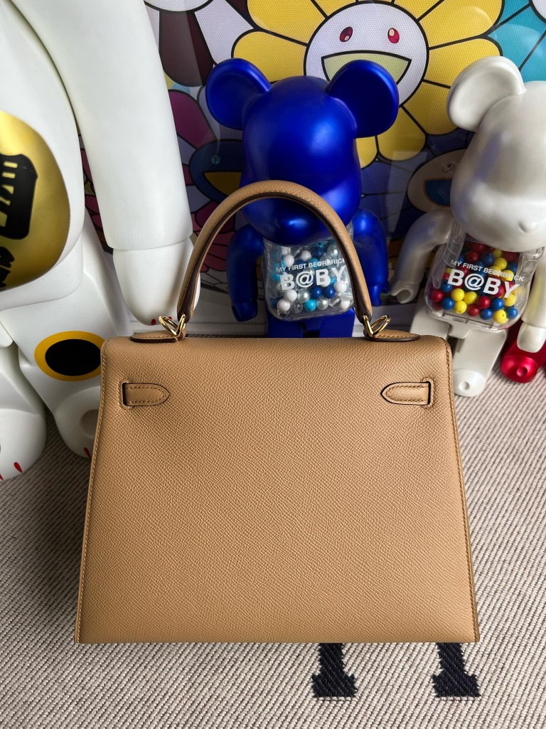 Hermès（爱马仕）kelly 凯莉包 原厂掌纹皮 Epsom 饼干色 Biscuit 金扣 25cm 顶级手缝