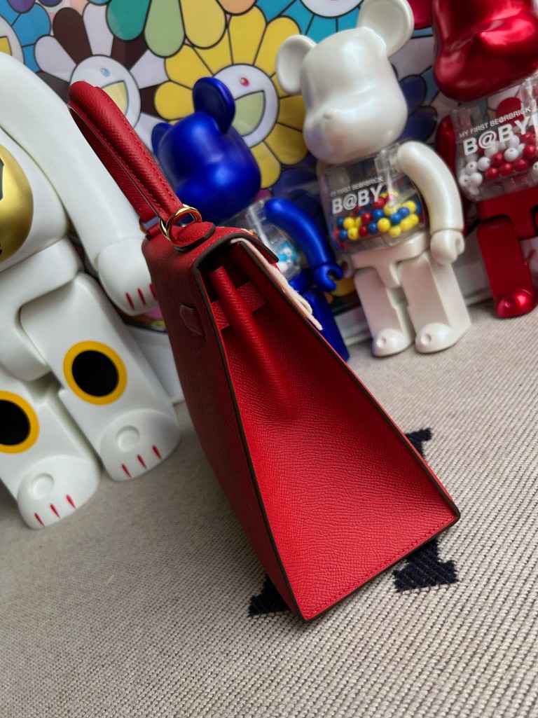 Hermès（爱马仕）kelly 凯莉包 原厂掌纹皮 Epsom Q5 国旗红 rouge casaque 金扣 25cm 顶级手缝