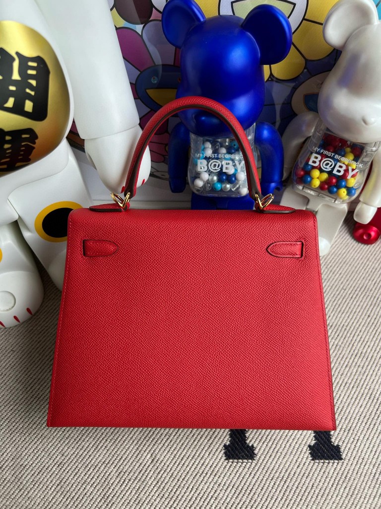 Hermès（爱马仕）kelly 凯莉包 原厂掌纹皮 Epsom Q5 国旗红 rouge casaque 金扣 25cm 顶级手缝