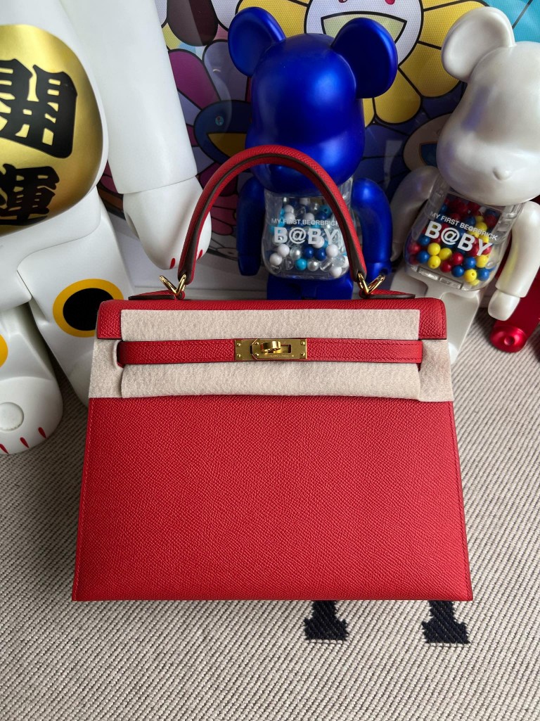 Hermès（爱马仕）kelly 凯莉包 原厂掌纹皮 Epsom Q5 国旗红 rouge casaque 金扣 25cm 顶级手缝