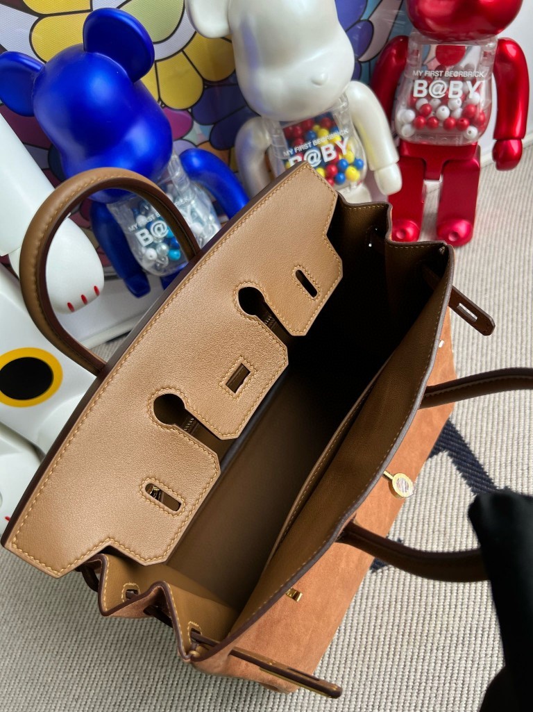 Hermès（爱马仕）Birkin 铂金包 Grizzly 3G 栗子色 金扣 25cm 顶级手缝