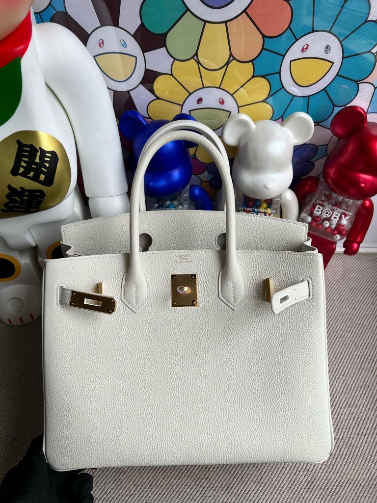 Hermès（爱马仕）Birkin 铂金包 原厂小牛皮 togo  纯白 白雪公主 金扣 30cm 顶级手缝