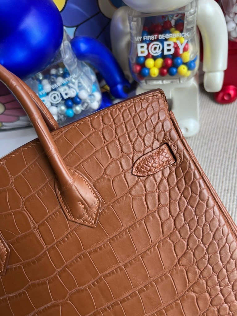 Hermès（爱马仕）Birkin 铂金包 Alligator matt 雾面鳄鱼 金棕色 金扣 25cm 顶级手缝