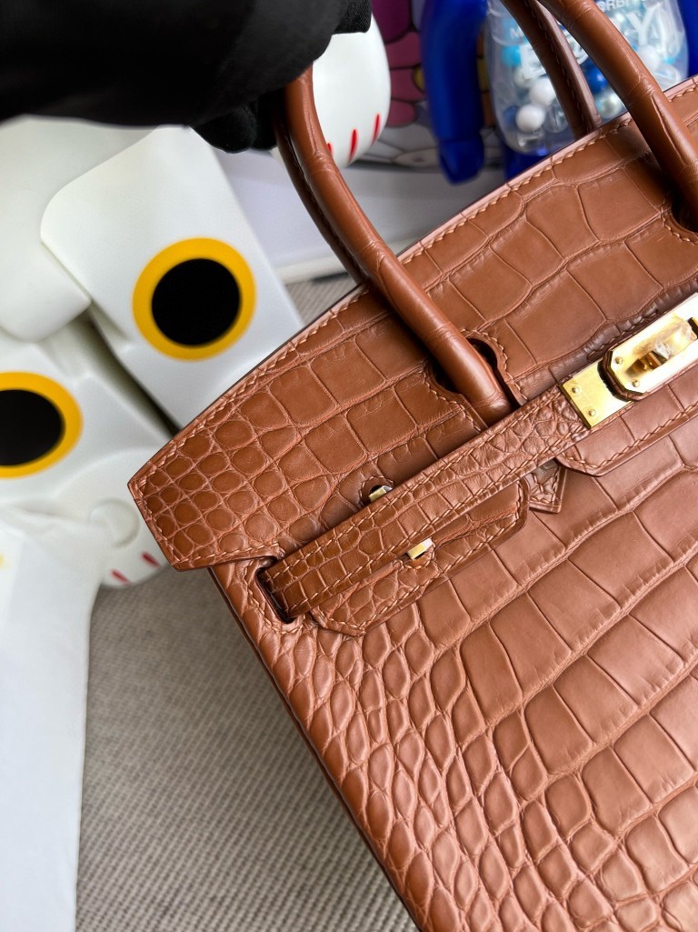 Hermès（爱马仕）Birkin 铂金包 Alligator matt 雾面鳄鱼 金棕色 金扣 25cm 顶级手缝
