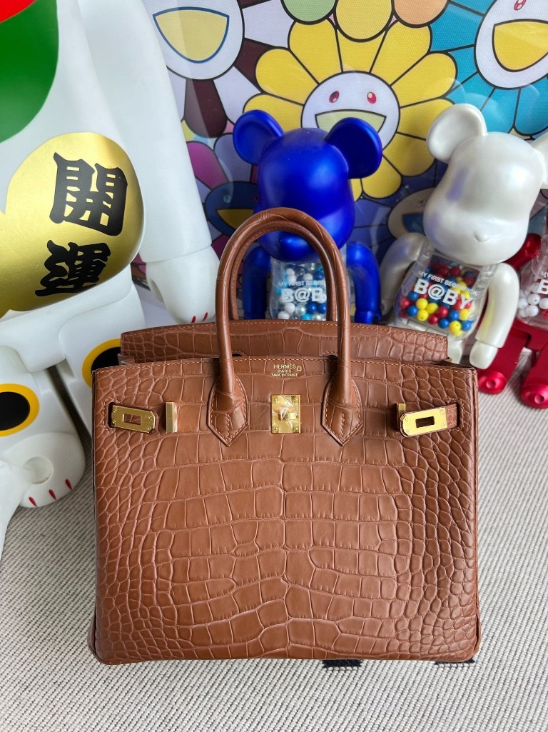 Hermès（爱马仕）Birkin 铂金包 Alligator matt 雾面鳄鱼 金棕色 金扣 25cm 顶级手缝