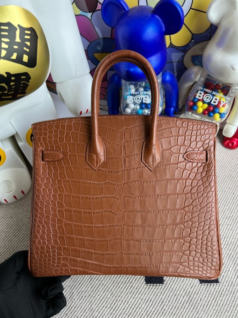 Hermès（爱马仕）Birkin 铂金包 Alligator matt 雾面鳄鱼 金棕色 金扣 25cm 顶级手缝